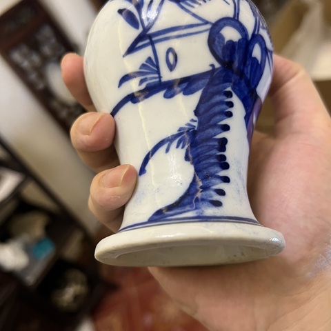 古玩陶瓷清代山水紋青花瓶拍賣，當前價格2500元