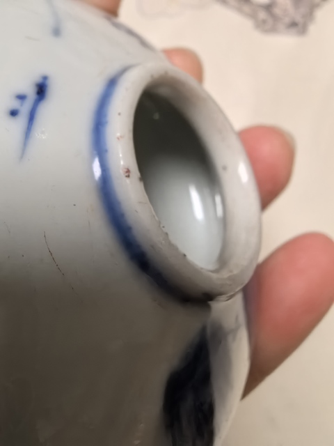 古玩陶瓷青花柳蔭雙駿圖水盂真品鑒賞圖