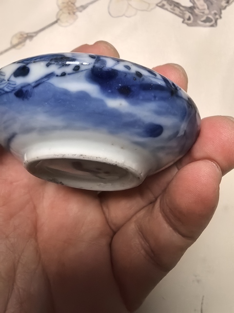 古玩陶瓷青花柳蔭雙駿圖水盂真品鑒賞圖