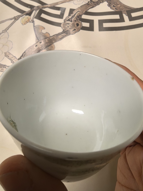 古玩陶瓷淺絳彩人物紋仰鐘杯真品鑒賞圖