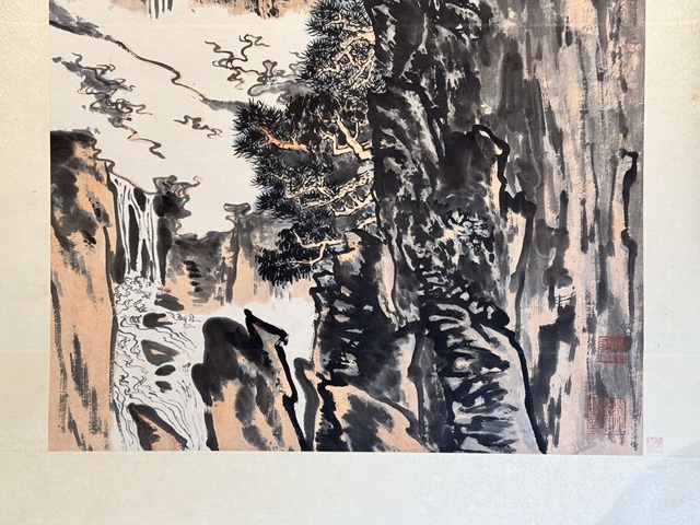 古玩字畫現代仿陸儼少雁蕩流泉真品鑒賞圖