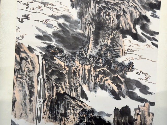 古玩字畫現代仿陸儼少雁蕩流泉真品鑒賞圖