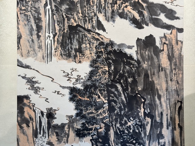 古玩字畫現代仿陸儼少雁蕩流泉真品鑒賞圖