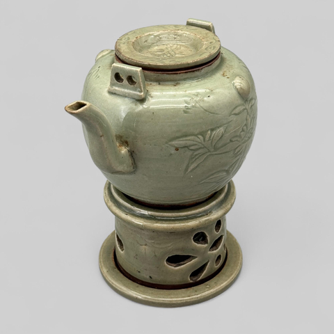 古玩陶瓷龍泉窯系青釉提梁壺真品鑒賞圖