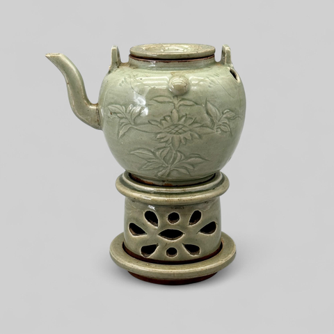 古玩陶瓷龍泉窯系青釉提梁壺真品鑒賞圖