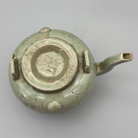 古玩陶瓷龍泉窯系青釉提梁壺真品鑒賞圖