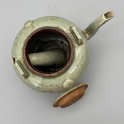 古玩陶瓷龍泉窯系青釉提梁壺真品鑒賞圖