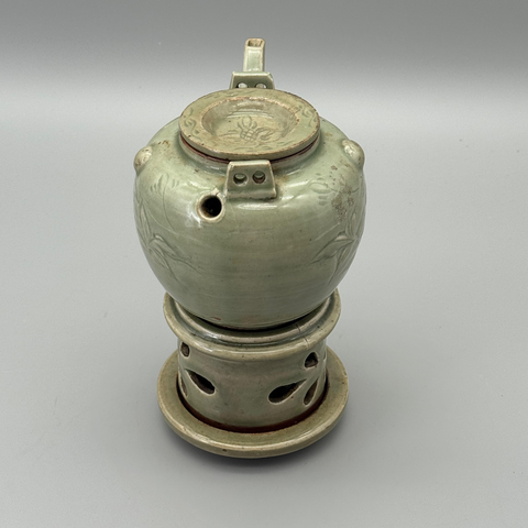 古玩陶瓷龍泉窯系青釉提梁壺真品鑒賞圖