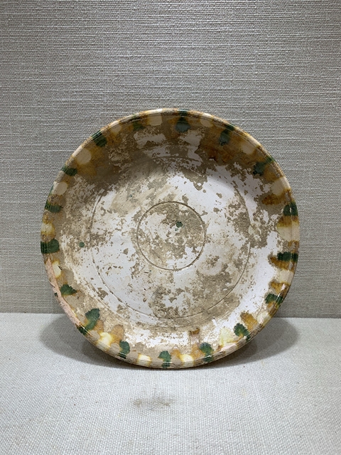 古玩陶瓷唐代鞏縣窯三彩盤拍賣，當前價格16000元