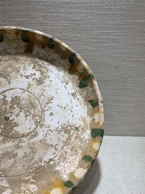 古玩陶瓷唐代鞏縣窯三彩盤拍賣，當前價格16000元