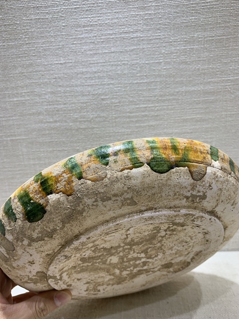 古玩陶瓷唐代鞏縣窯三彩盤拍賣，當前價格16000元