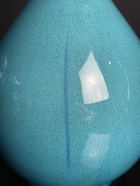 古玩陶瓷孔雀蘭釉膽瓶真品鑒賞圖