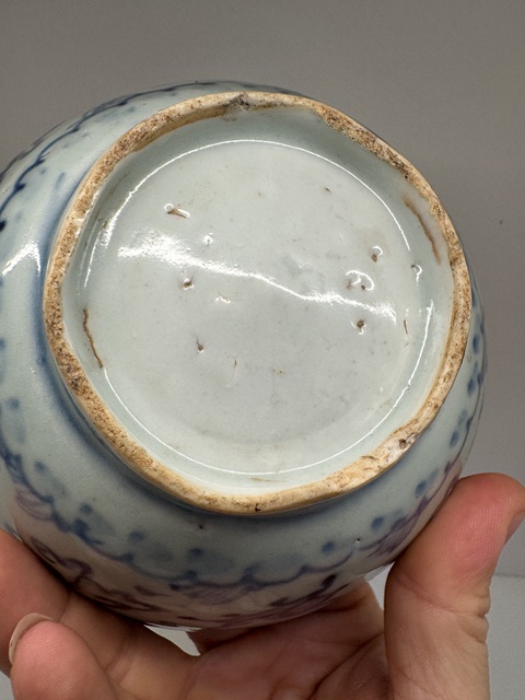 古玩陶瓷明中期 海水奔馬碗真品鑒賞圖