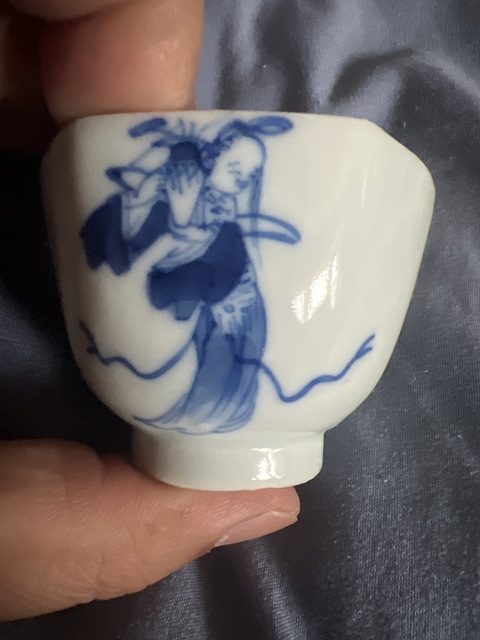 古玩陶瓷人物詩紋杯真品鑒賞圖