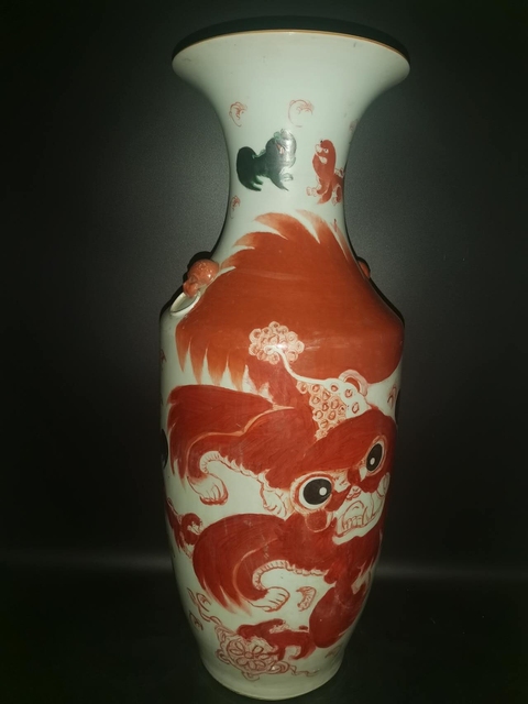 古玩陶瓷粉彩太師少保圖撇口瓶拍賣,當前價格9860元