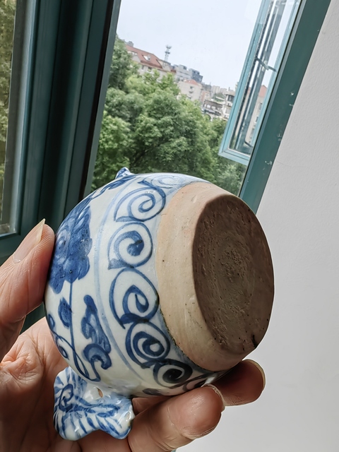 古玩陶瓷青花花卉紋雞首壺真品鑒賞圖
