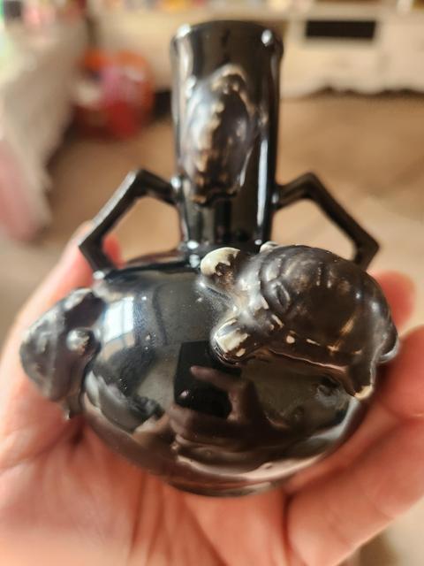 古玩陶瓷黑釉雙耳瓶真品鑒賞圖