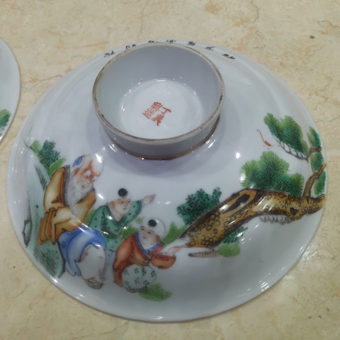 古玩陶瓷人物紋蓋子真品鑒賞圖