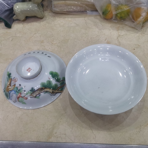古玩陶瓷人物紋蓋子真品鑒賞圖
