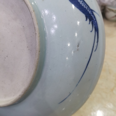 古玩陶瓷過墻龍紋青花盤拍賣,當前價格5800元