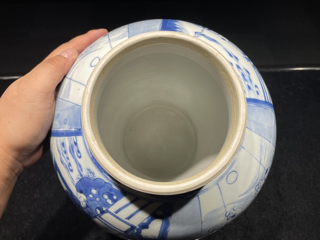古玩陶瓷嬰戲紋青花將軍罐真品鑒賞圖