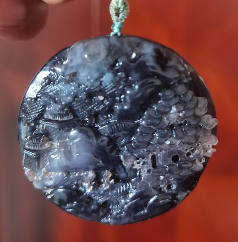 古玩玉器山水圓牌子真品鑒賞圖