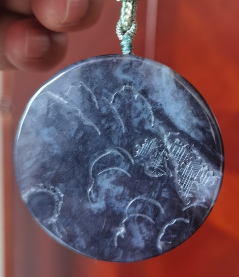 古玩玉器山水圓牌子真品鑒賞圖
