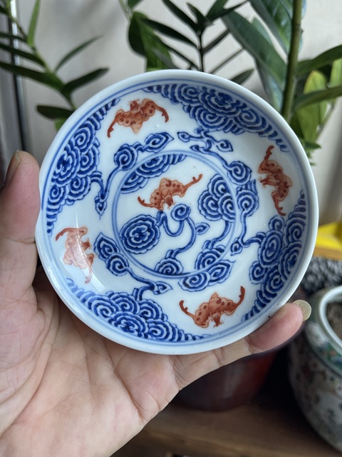 古玩陶瓷青花洪福齊天紋碟子真品鑒賞圖