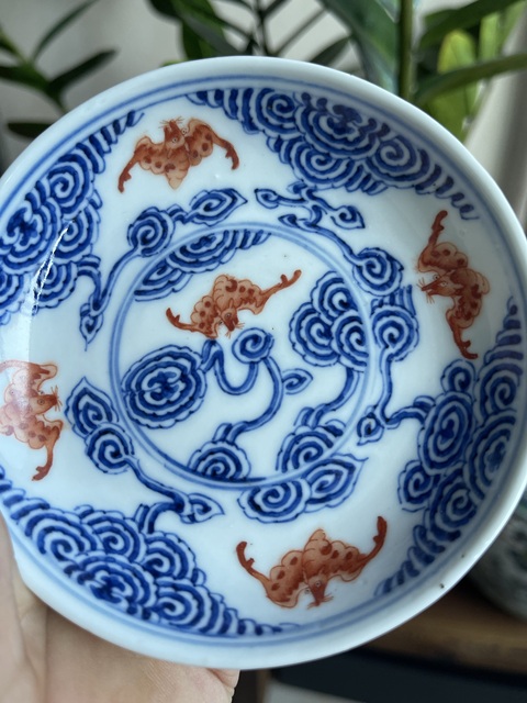古玩陶瓷青花洪福齊天紋碟子真品鑒賞圖