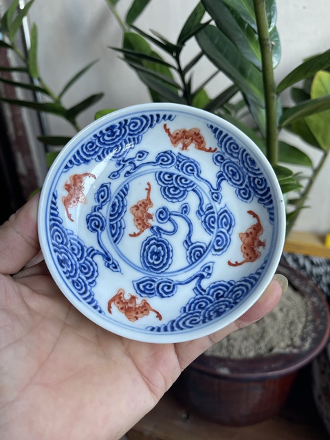 古玩陶瓷青花洪福齊天紋碟子真品鑒賞圖