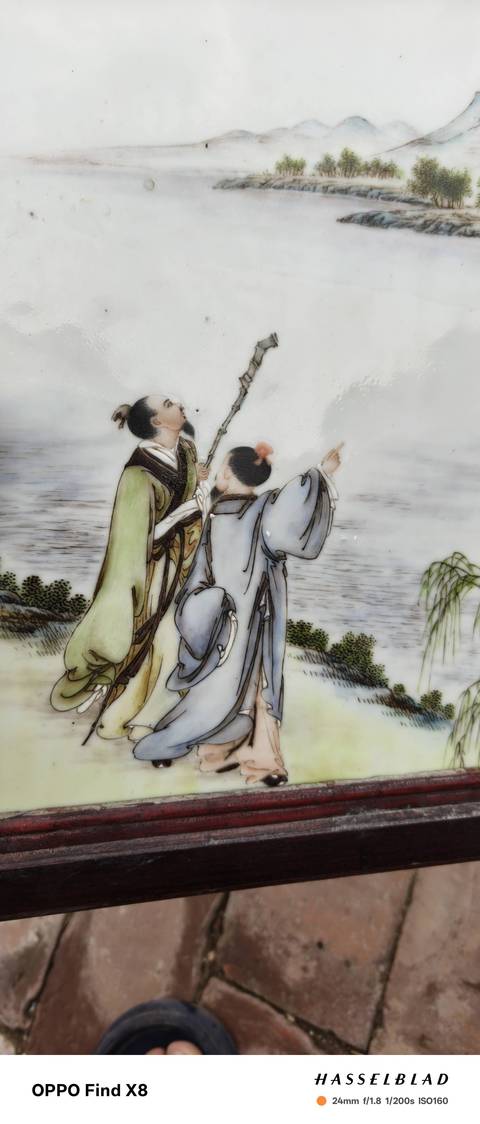 古玩陶瓷粉彩瓷板真品鑒賞圖