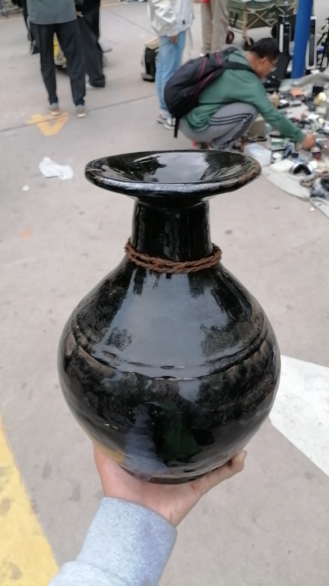 古玩陶瓷黑釉撇口瓶真品鑒賞圖