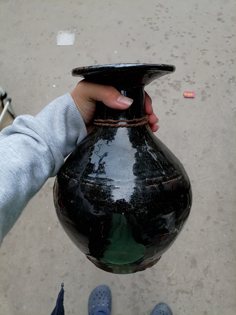 古玩陶瓷黑釉撇口瓶真品鑒賞圖