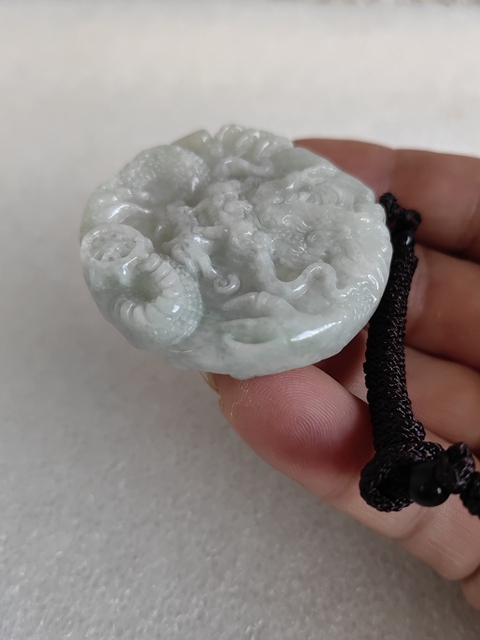 古玩玉器天然翡翠“龍鳳牌”拍賣，當前價格480元