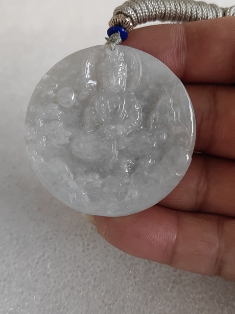 古玩玉器天然翡翠“山水觀音牌”拍賣，當前價格350元
