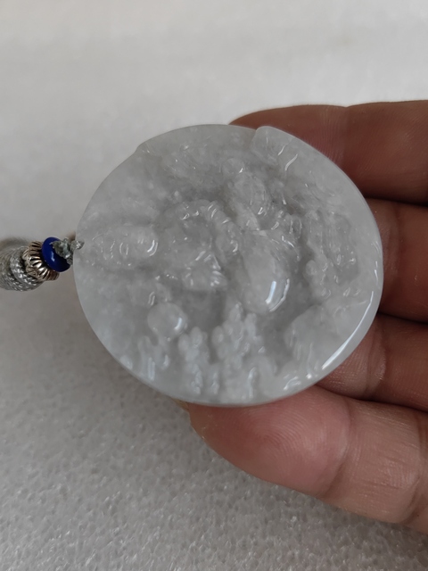 古玩玉器天然翡翠“山水觀音牌”拍賣，當前價格350元