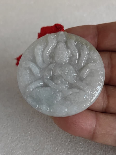 古玩玉器天然翡翠雕“千手觀音”牌拍賣，當前價格298元