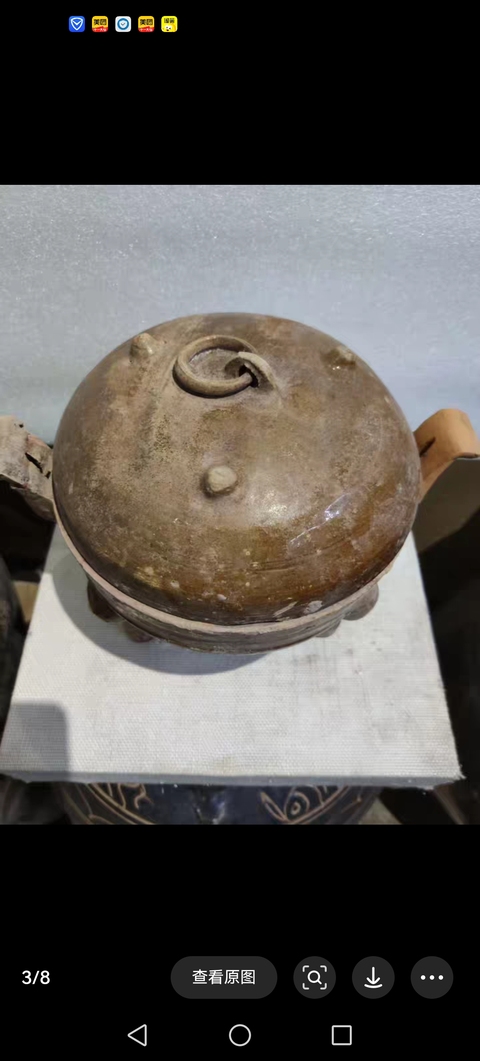 古玩陶瓷黃釉鼎真品鑒賞圖