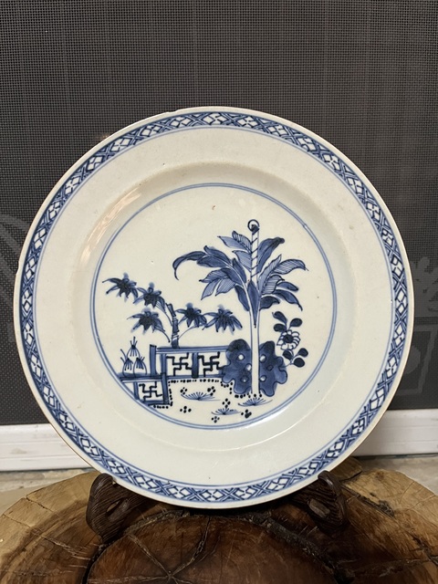 古玩陶瓷青花洞石芭蕉盤真品鑒賞圖