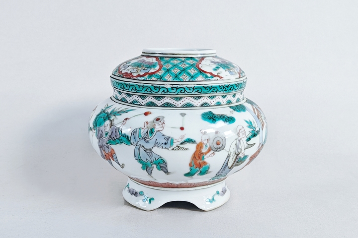 古玩陶瓷五彩人物故事罐真品鑒賞圖