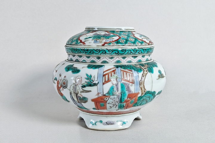 古玩陶瓷五彩人物故事罐真品鑒賞圖