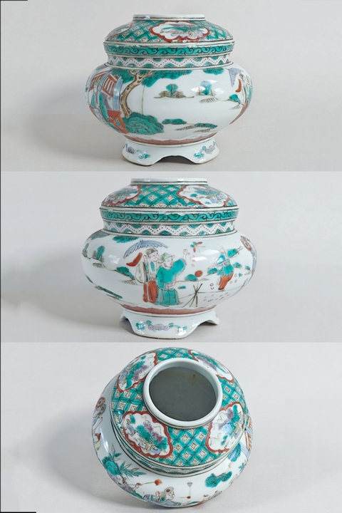 古玩陶瓷五彩人物故事罐真品鑒賞圖