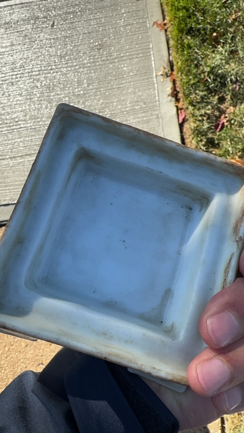 古玩陶瓷粉彩花卉紋四方花盆真品鑒賞圖