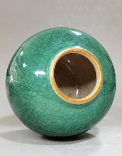 古玩陶瓷綠哥釉茶葉罐真品鑒賞圖