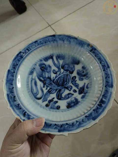 古玩陶瓷青花麒麟望月盤真品鑒賞圖