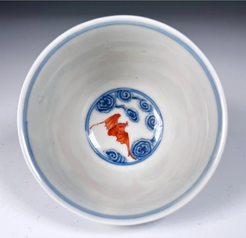 古玩陶瓷清光緒 青云紅福碗（后加彩）真品鑒賞圖