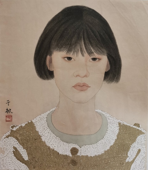 古玩字畫何家英大師入室弟子中美協會員于敏少女拍賣，當前價格3000元