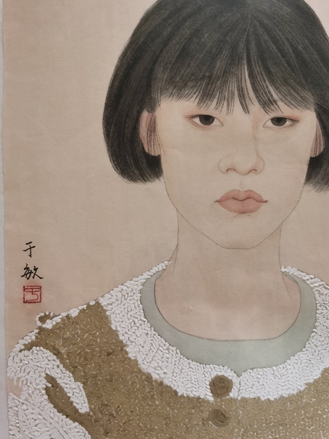 古玩字畫何家英大師入室弟子中美協會員于敏少女拍賣，當前價格3000元