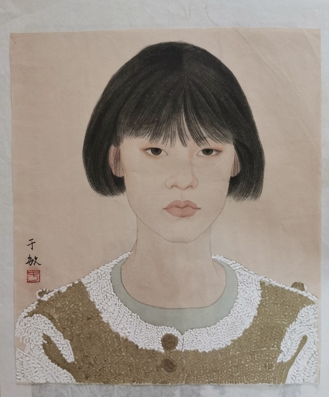 古玩字畫何家英大師入室弟子中美協會員于敏少女拍賣，當前價格3000元