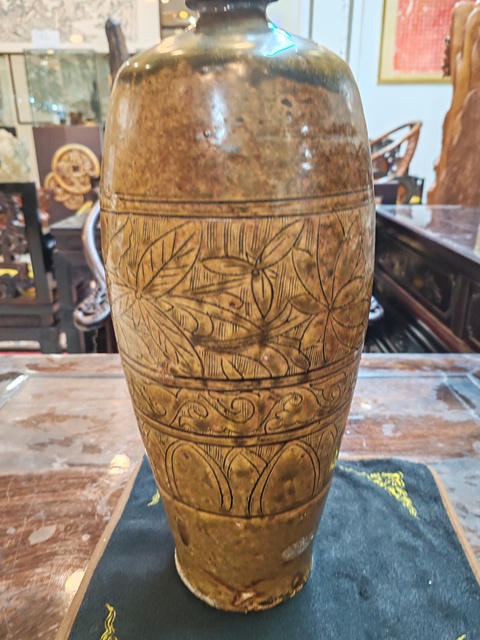 古玩陶瓷磁州窯刻花梅瓶真品鑒賞圖